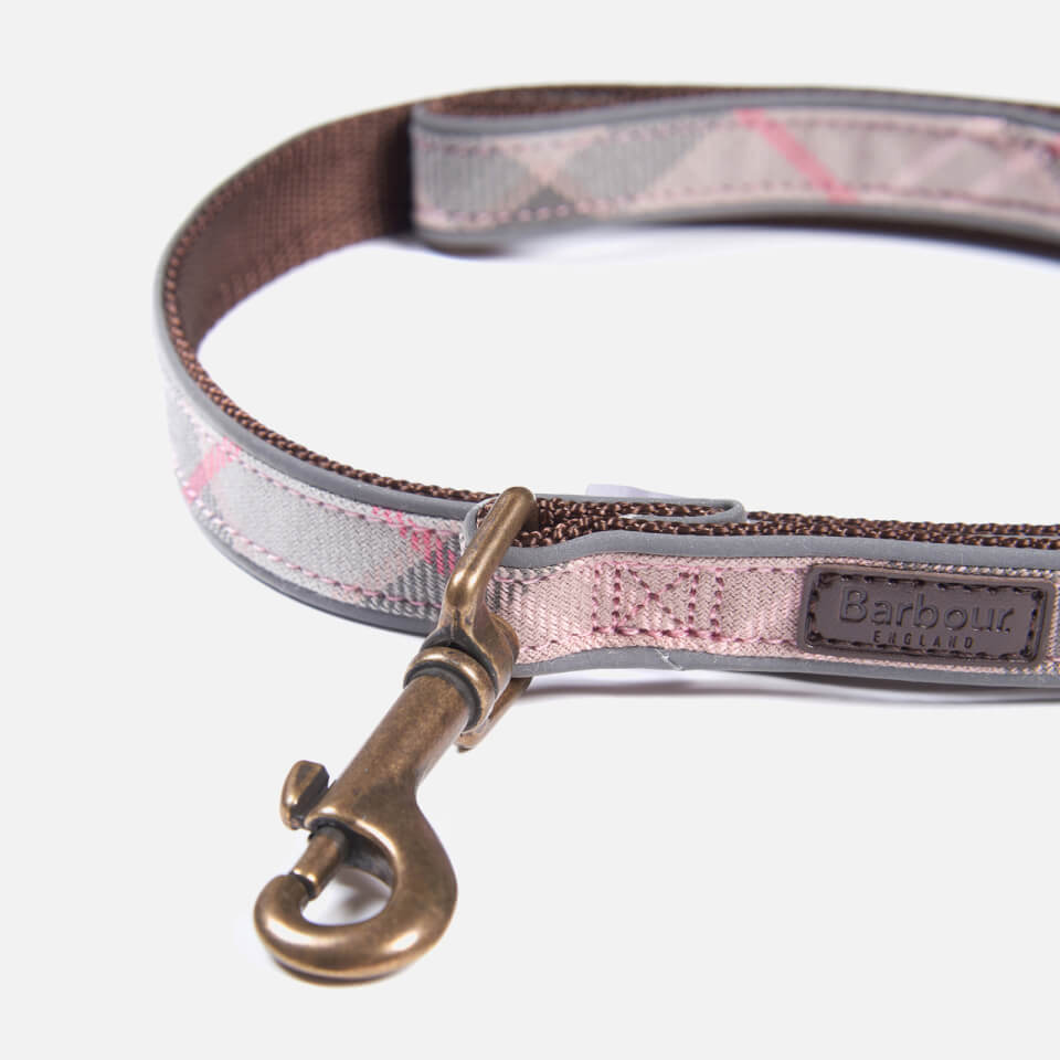Barbour Reflective Tartan Dog Collar - Taupe/Pink Tartan