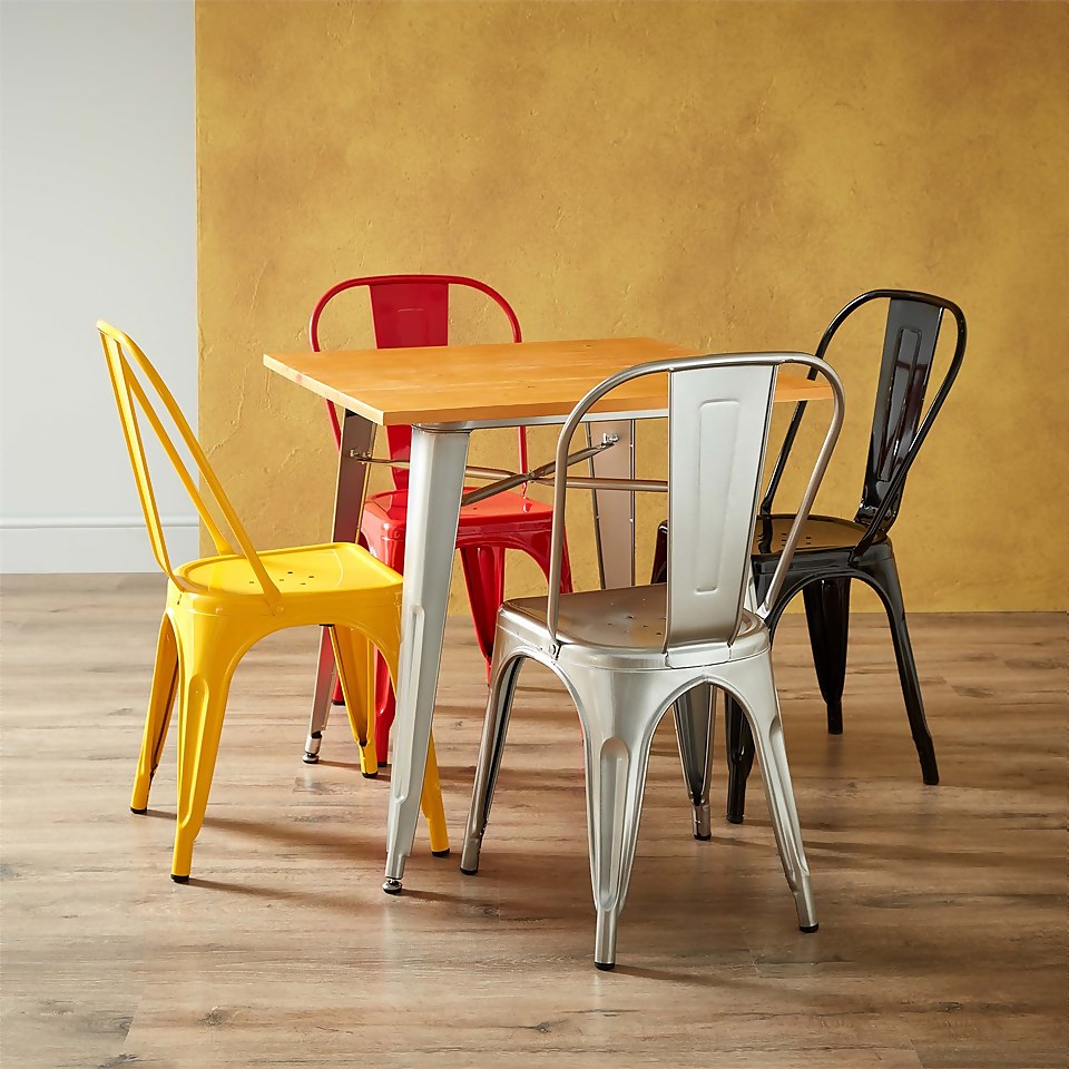 Billy Bistro Dining Set 4 Yellow Chairs