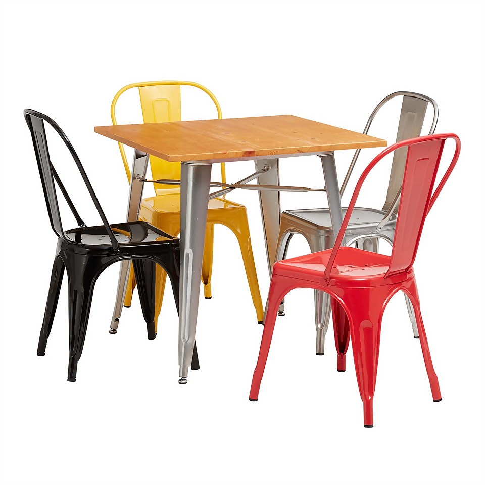 Billy Bistro Dining Set 4 Yellow Chairs