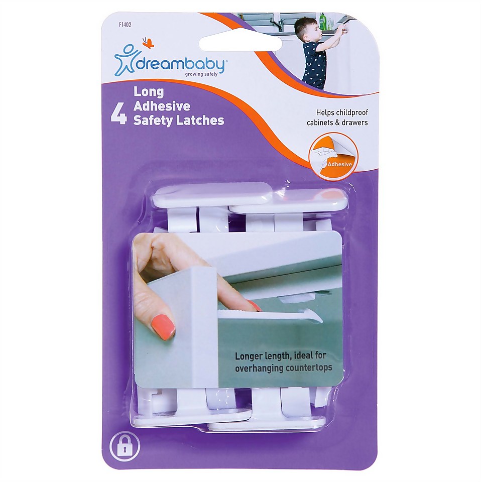 Dreambaby Long Adhesive Safety Latches - 4 Pack