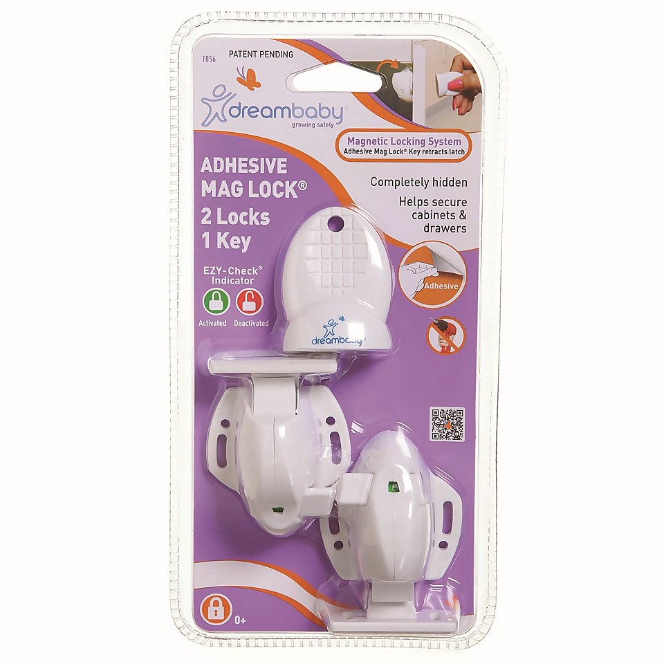Dreambaby Adhesive Mag Lock with 2 Locks and 1 Key - White