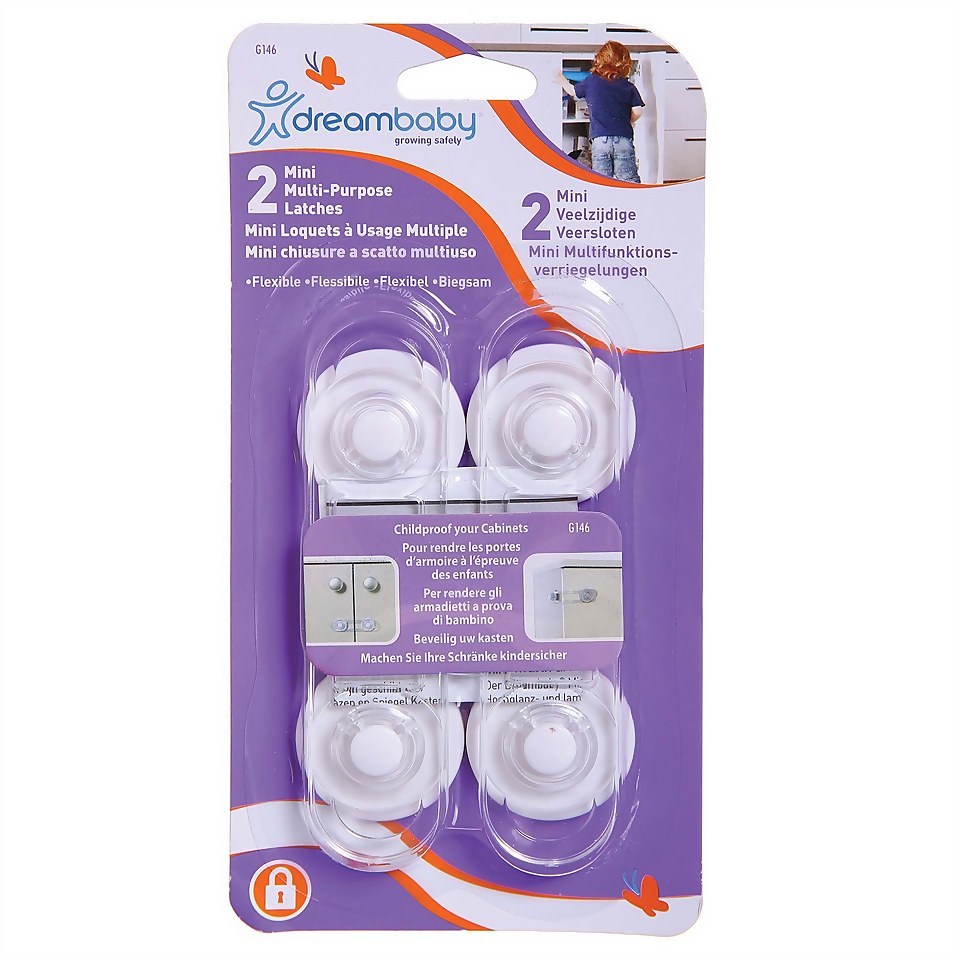 Dreambaby Mini Multi-Purpose Latches - White - 2 Pack