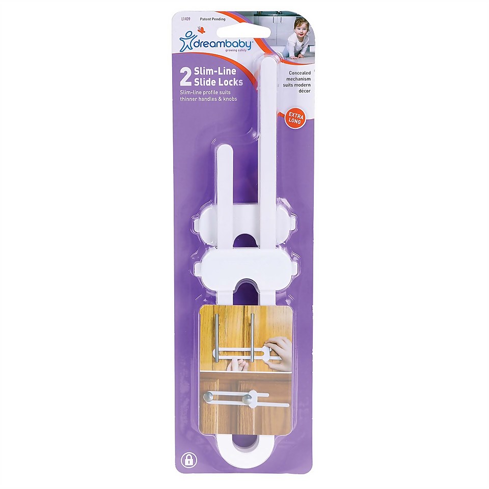 Dreambaby Slim-Line Slide Locks - 2 Pack