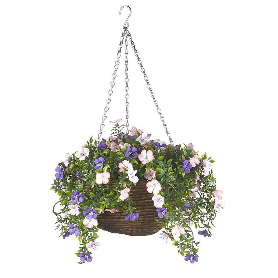 Artificial Easy Basket Petunias - 30cm