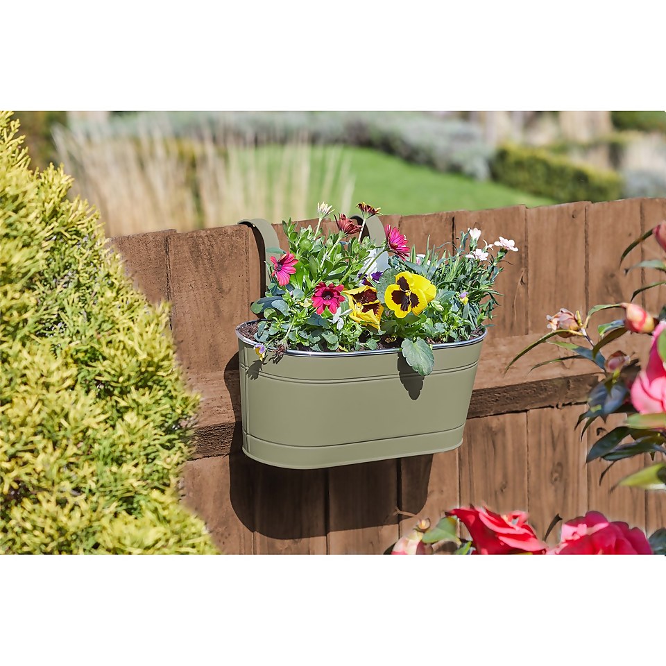 Fence and Balcony Hanging Planter - Putty - 12 Inch