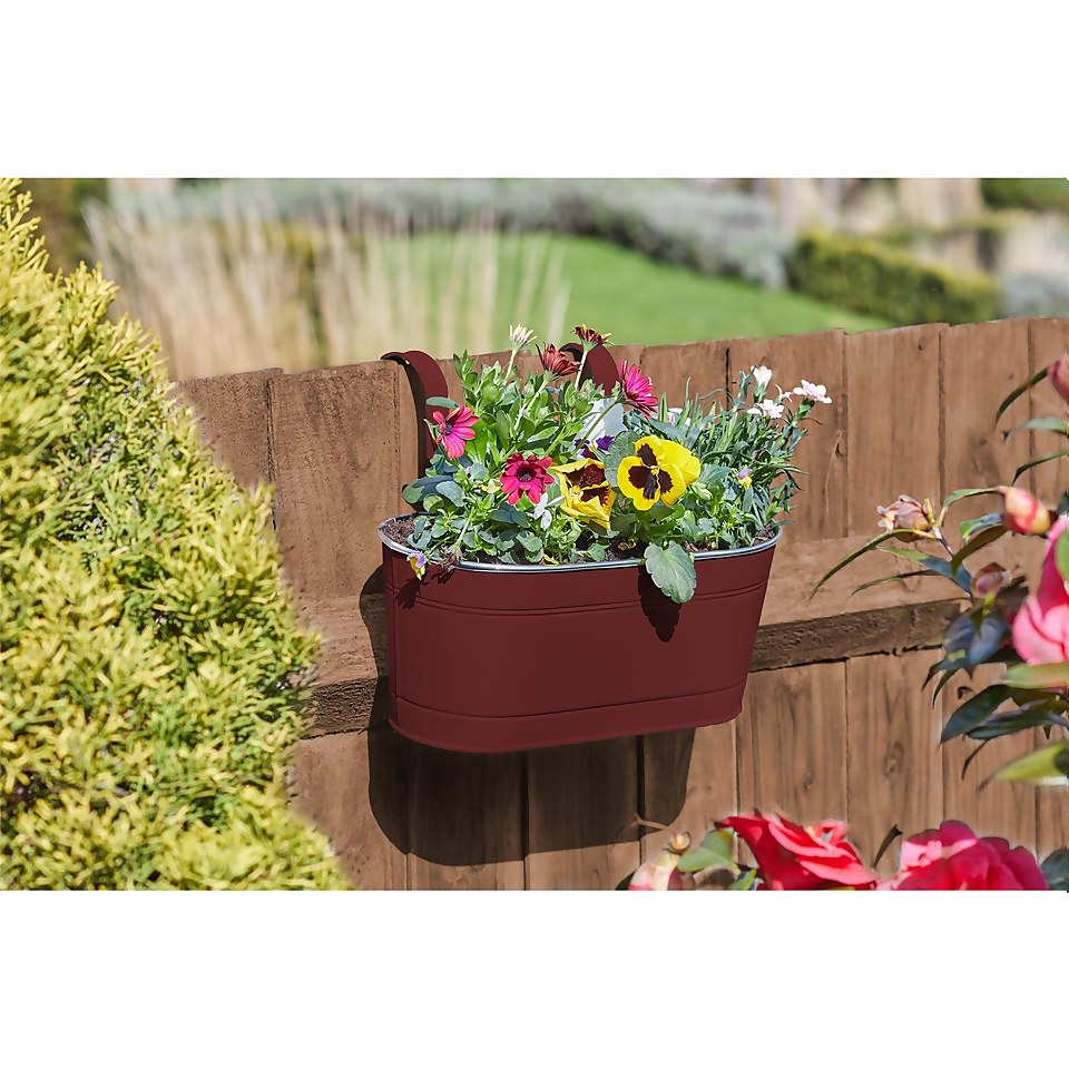 Fence and Balcony Hanging Planter - Crimson - 12 Inch