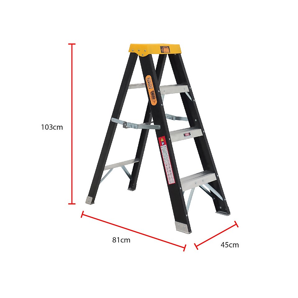 Rhino Fibreglass Step Ladder - 4 Tread