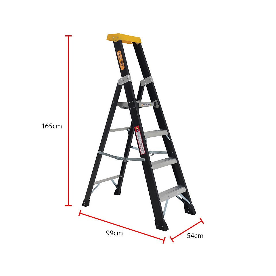 Rhino Fiberglass Platform Step Ladder - 4 Tread