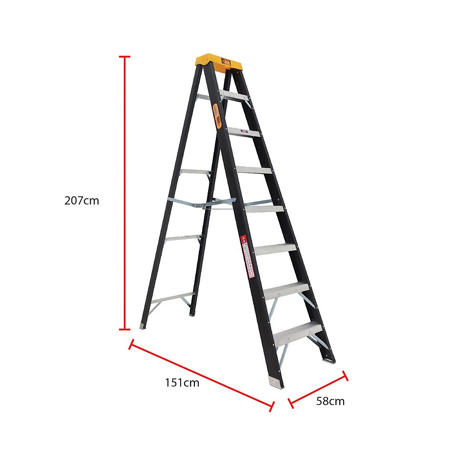 Rhino Fibreglass Step Ladder - 8 Tread