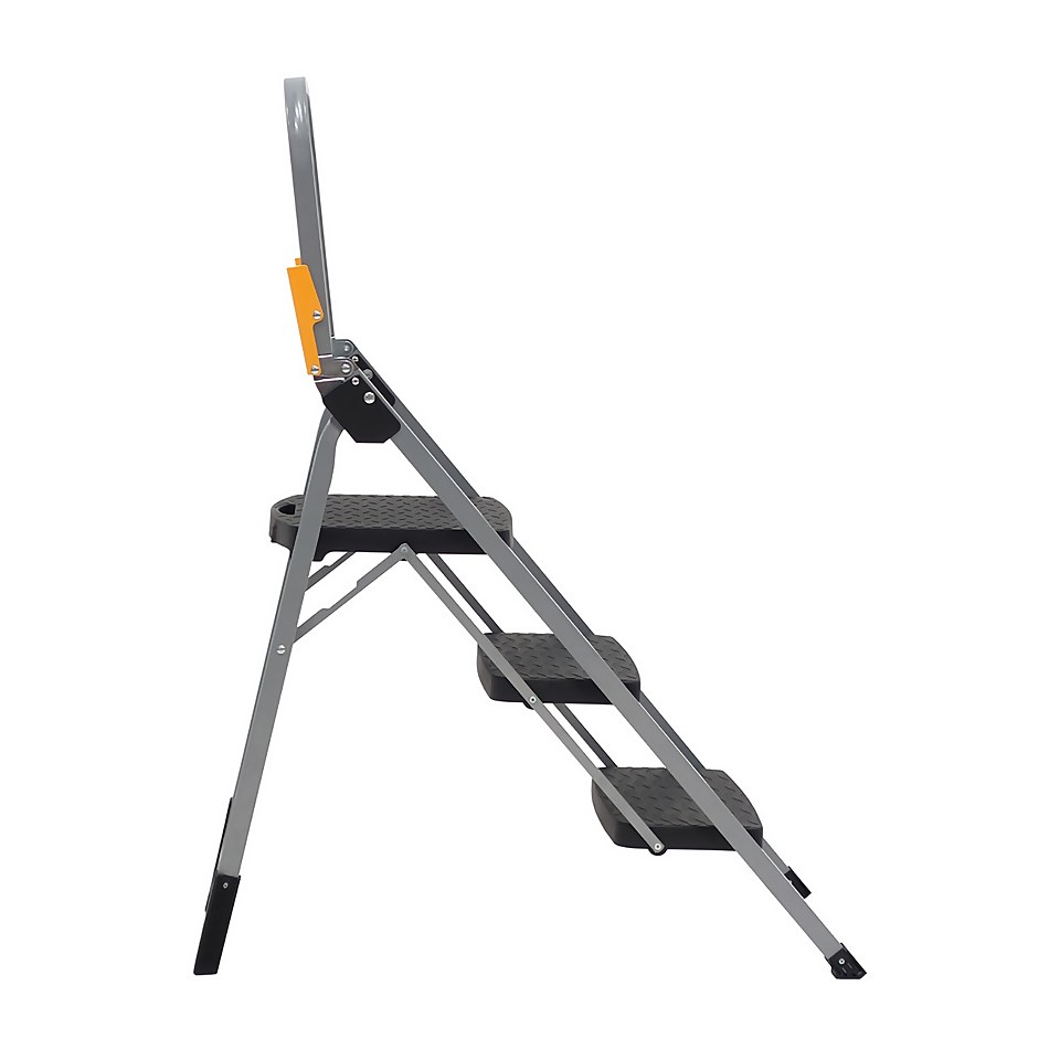 Rhino 3 Tread Professional Stair Ladder with High Handrail Homebase