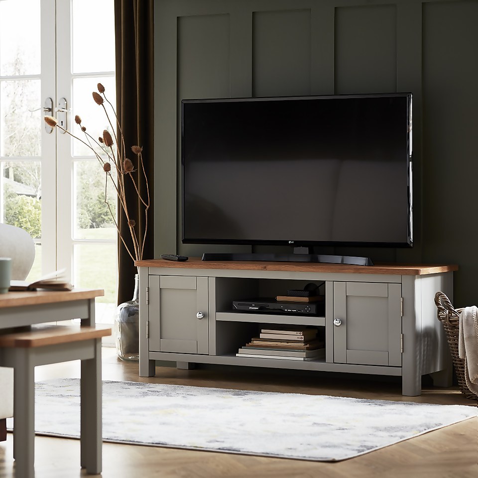 Norbury Wide TV Stand Grey Homebase