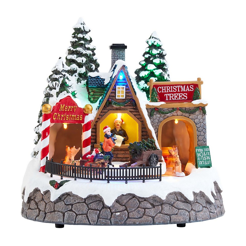 Christmas Tree Grotto and Santa Train Musical LED Tabletop Decoration
