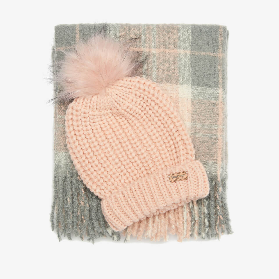 Barbour Women's Barbour Saltburn Beanie/Boucle Scarf Gift Set - Pink/Grey
