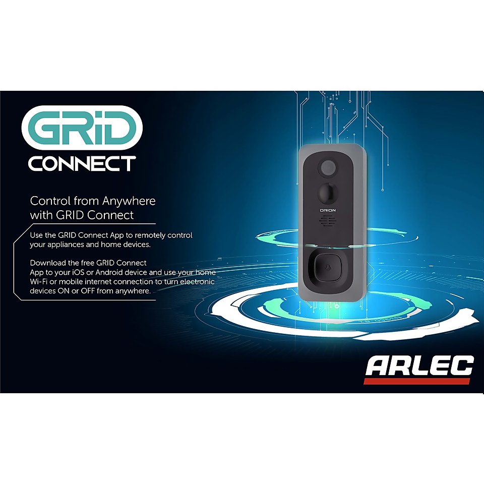 Arlec Orion Smart Wireless Video Doorbell with USB Chime Unit