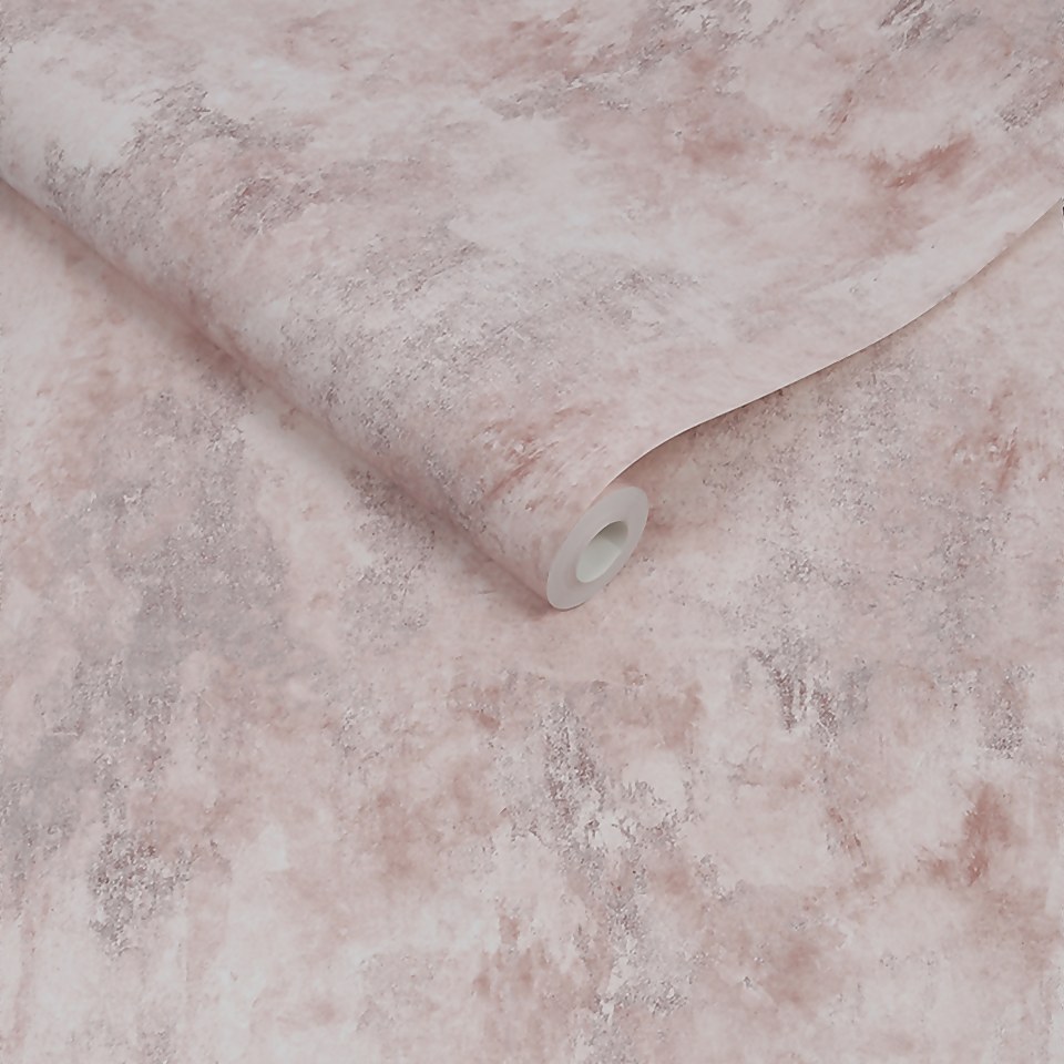 House Beautiful Storm Plaster Pink Wallpaper
