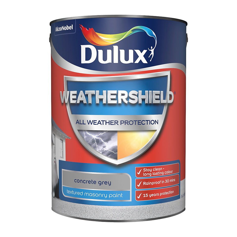 Dulux Weathershield Textured Masonry Paint Concrete Grey - 5L