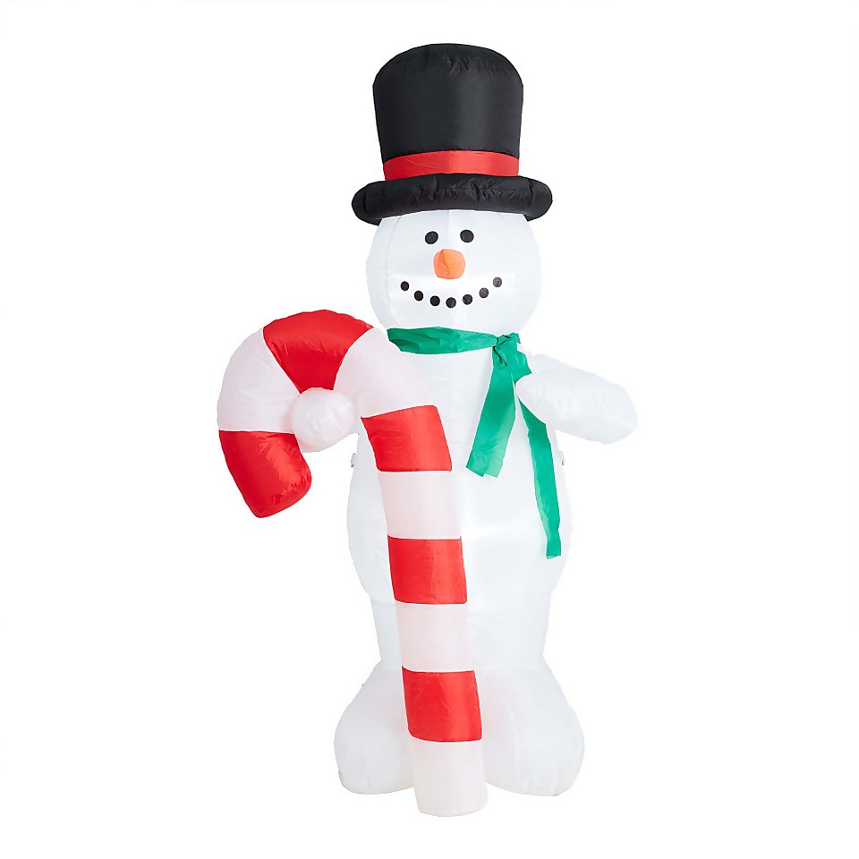 6ft Snowman with Candy Cane Christmas Inflatable