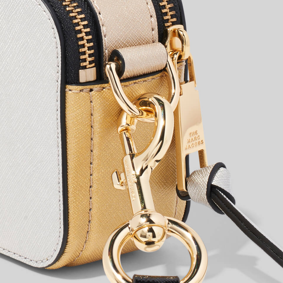 MARC JACOBS The Metallic Snapshot DTM crossgrain leather crossbody bag -  Silver - 2F3HCR056H01040