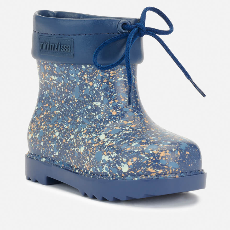 Mini Melissa Toddler's Mini Rain Boots Print - Navy Fleck