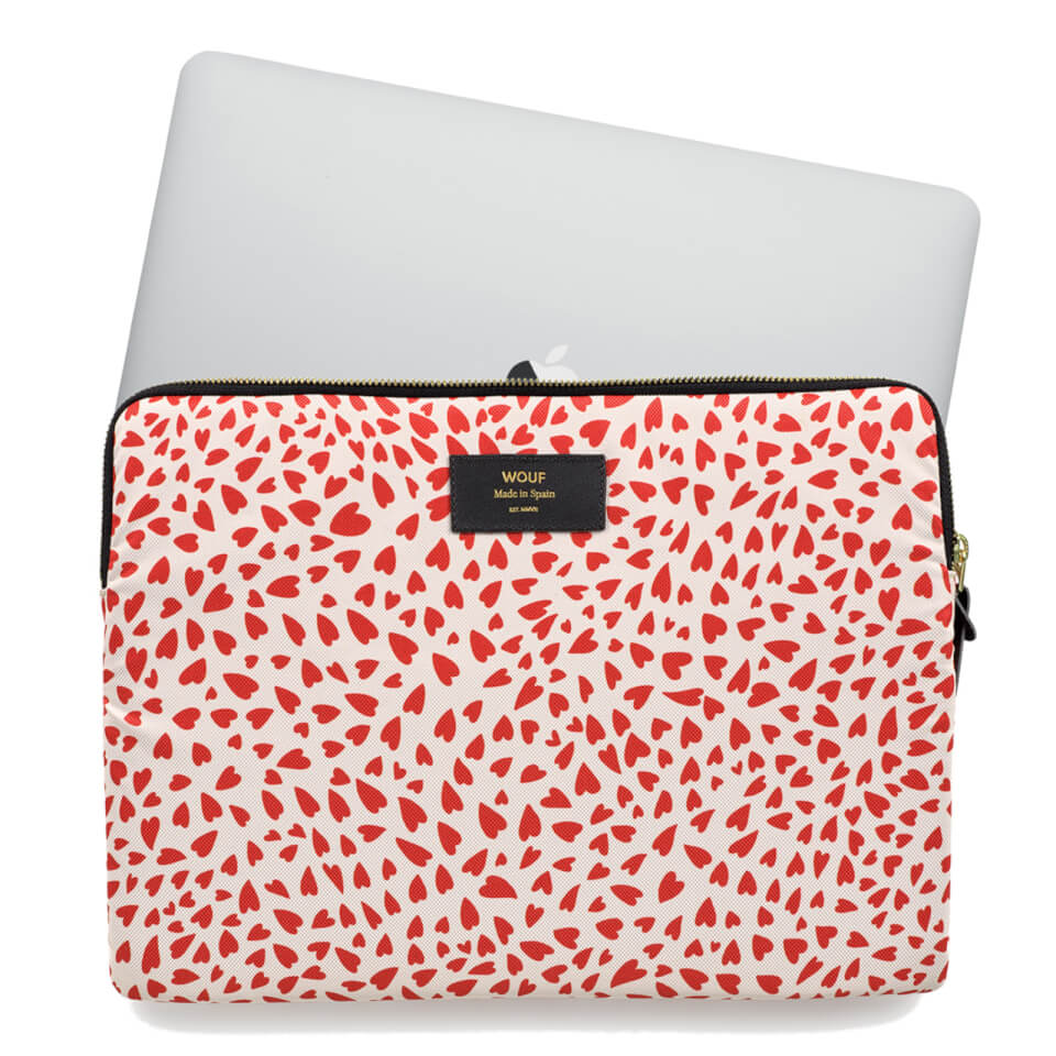 Wouf 13" Laptop Case - White Hearts