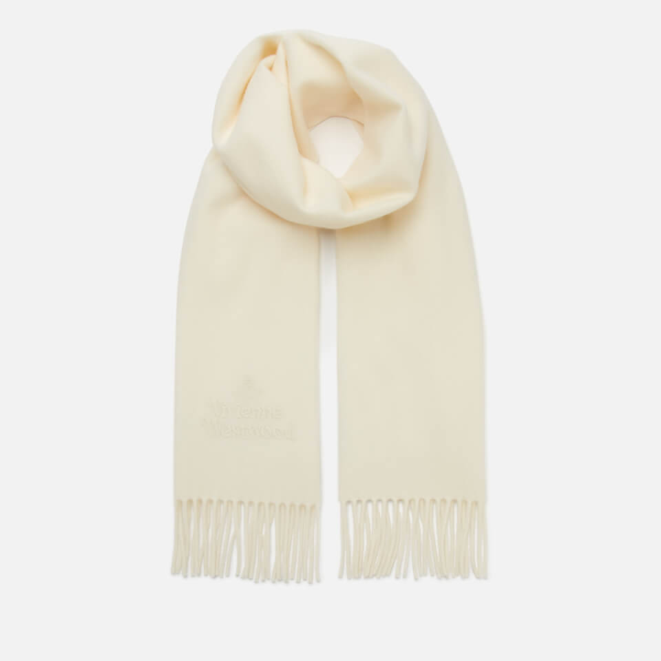 Vivienne Westwood Women's Embroidered Lambswool Scarf - White