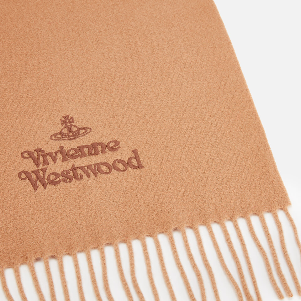 Vivienne Westwood Women's Embroidered Lambswool Scarf 30X180 - Camel