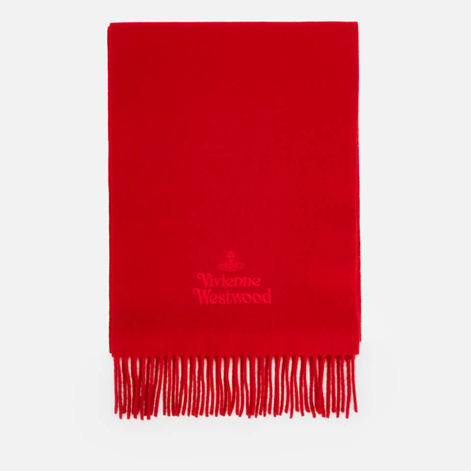 Vivienne Westwood Women's Embroidered Lambswool Scarf 30X180 - Red