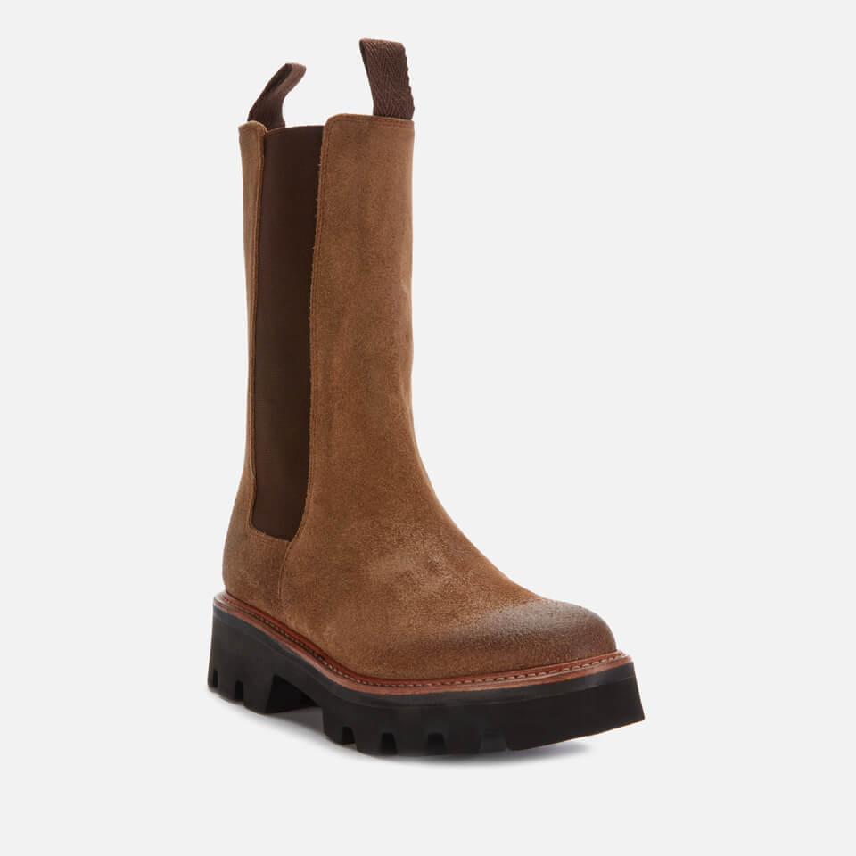 Grenson Women's Doris Burnished Suede Long Chelsea Boots - Snuff