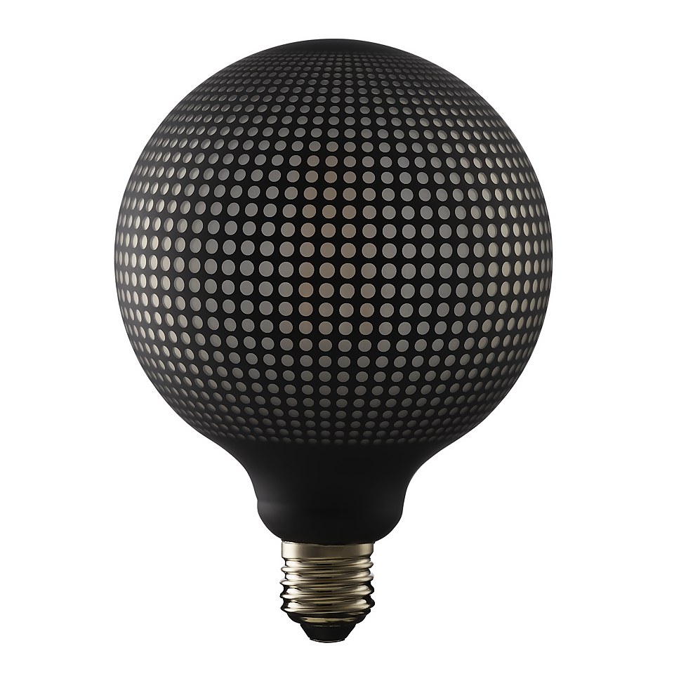 TCP Decorative Lightbulb LED Printed Globe Dots Black ES 4W/28W Warm Amber 1 Pack