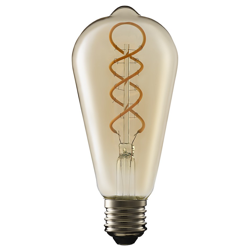 TCP Decorative Lightbulb Soft Filament ST64 Cage ES 4W/23W Warm Amber 1 Pack