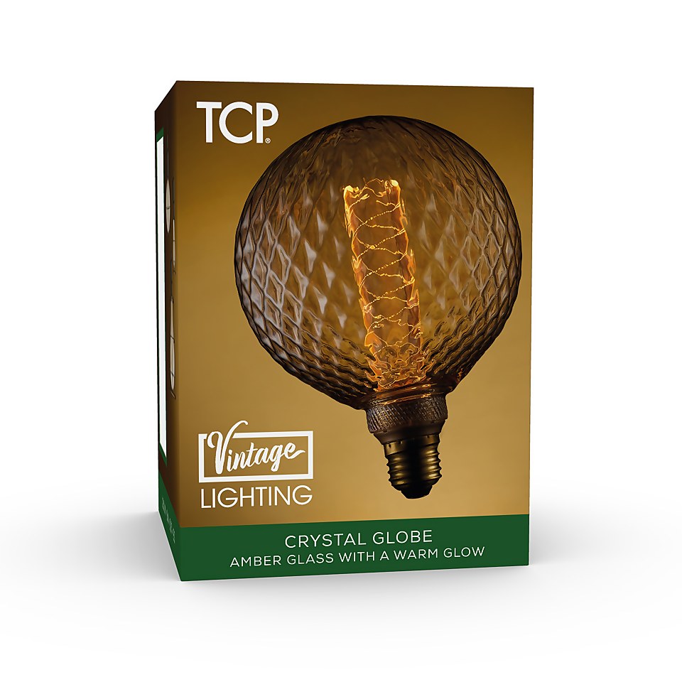 TCP Decorative Lightbulb LED Crystal Globe ES 3W/13W Warm Amber 1 Pack