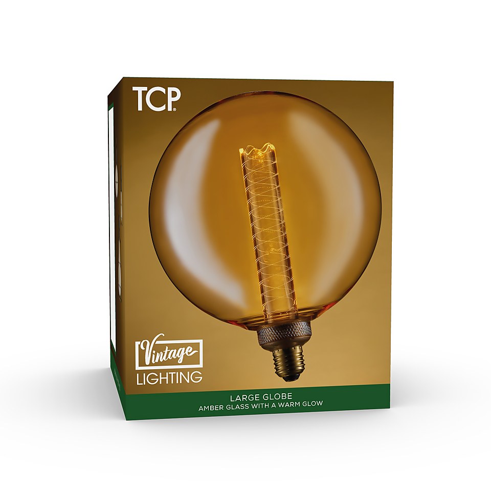 TCP Decorative Lightbulb LED Large Globe ES 3W/8W Warm Amber 1 Pack