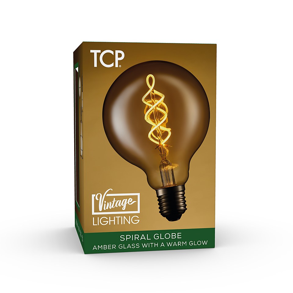 TCP Decorative Lightbulb Soft Filament Globe ES 4W/25W Warm Amber 1 Pack
