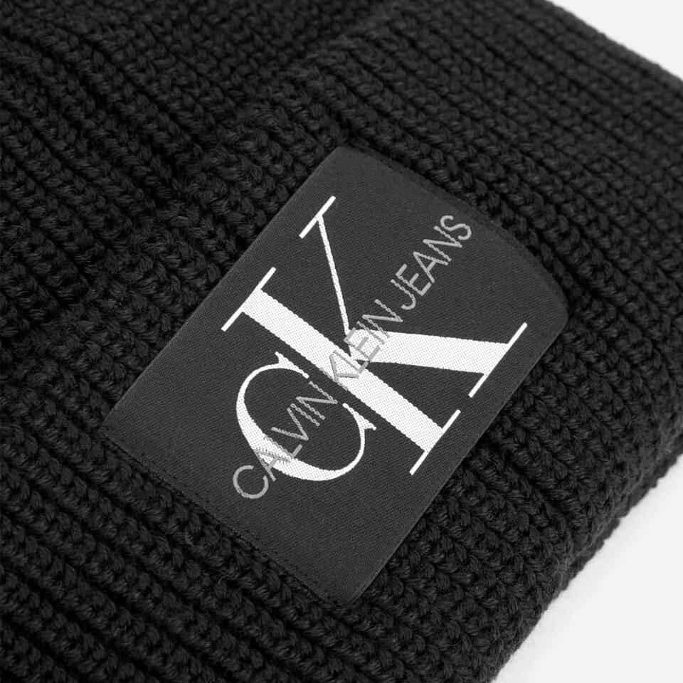Calvin Klein Jeans monogram logo beanie in black