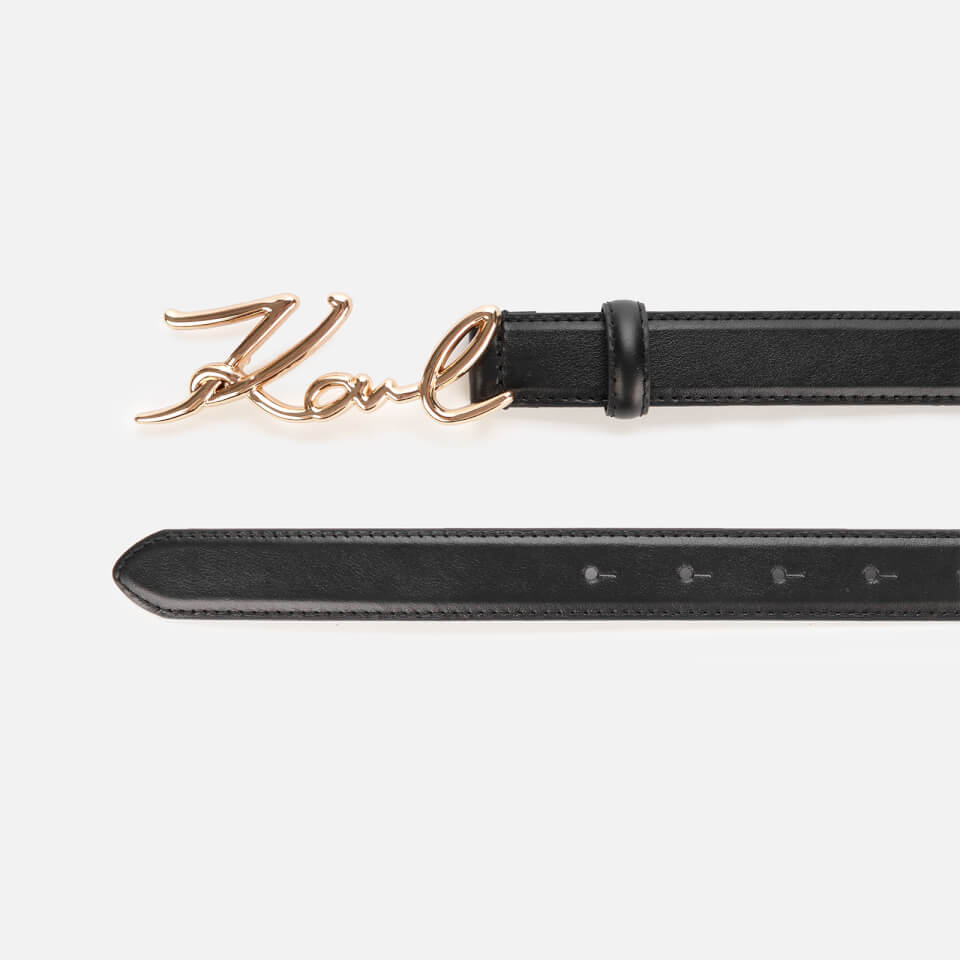 KARL LAGERFELD Women's K/Signature Belt - Black/Gold