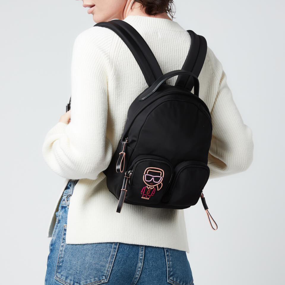 KARL LAGERFELD Women's Ikonik Biarritz Nylon Small Backpack - Black