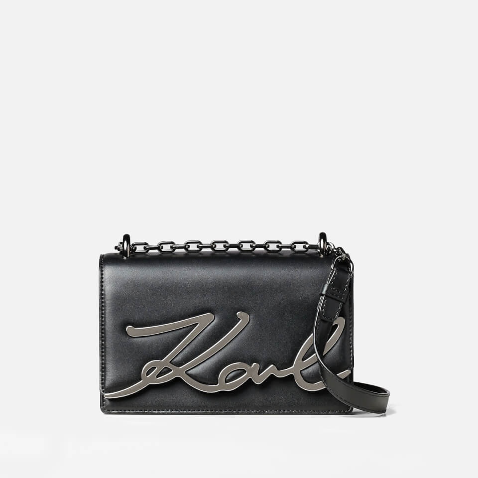 KARL LAGERFELD Women's K/Signature Small Shoulder Bag - Black/Gun metal