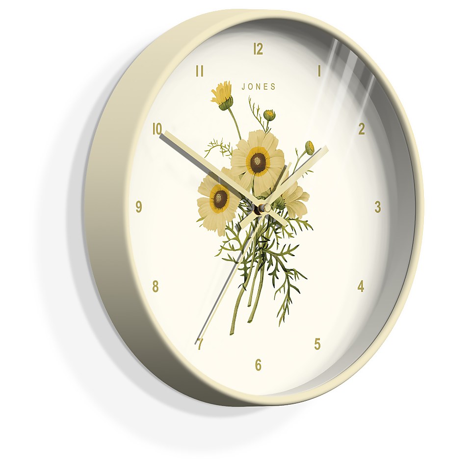 Jones Botanical Daisy Clock - Cream