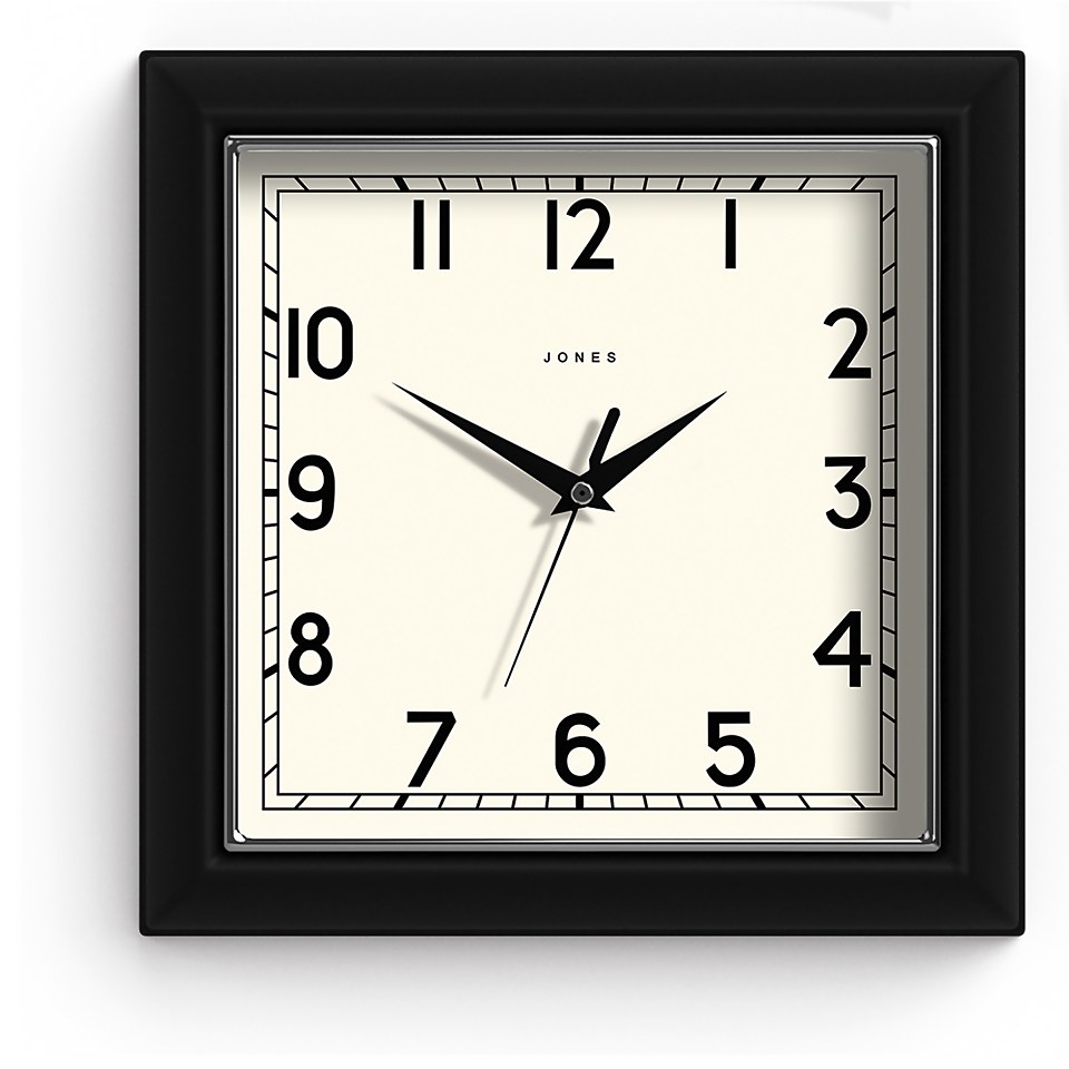 Jones Mustard Clock Black Homebase