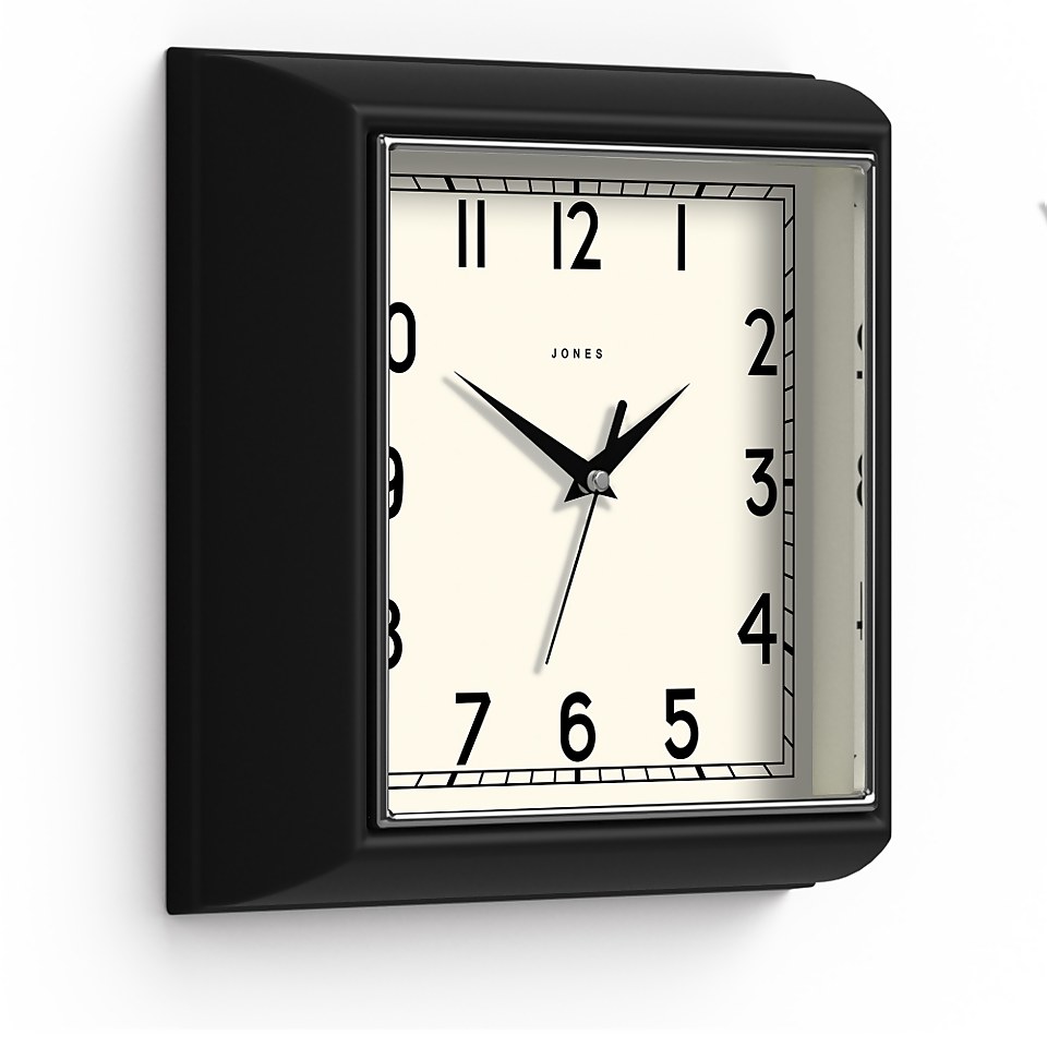 Jones Mustard Clock Black Homebase