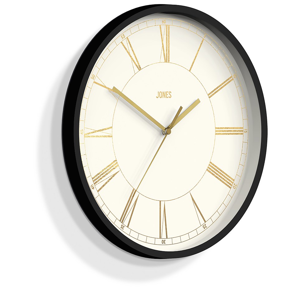 Jones Spartacus Wall Clock Black & Gold Homebase