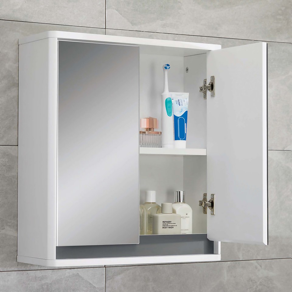 Senna Double Door Mirrored Bathroom Cabinet - White