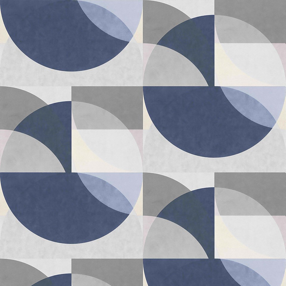 Elle Decoration Geometric Blue Grey Cream Wallpaper