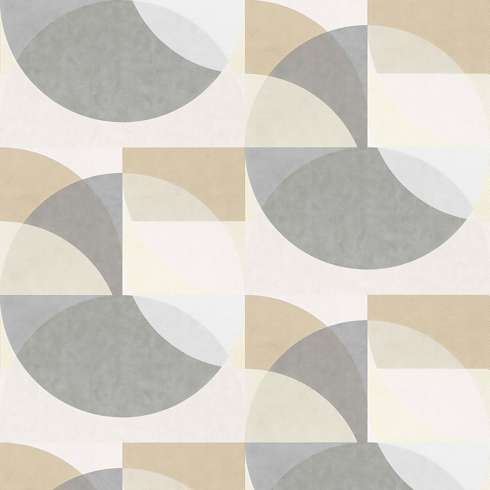 Elle Decoration Geometric Grey Cream Wallpaper