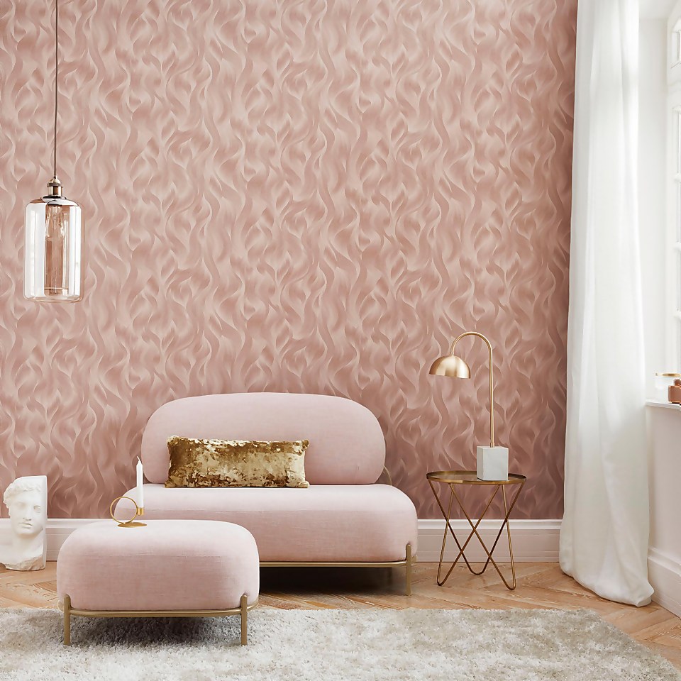 Elle Decoration Wave Blush Pink Wallpaper
