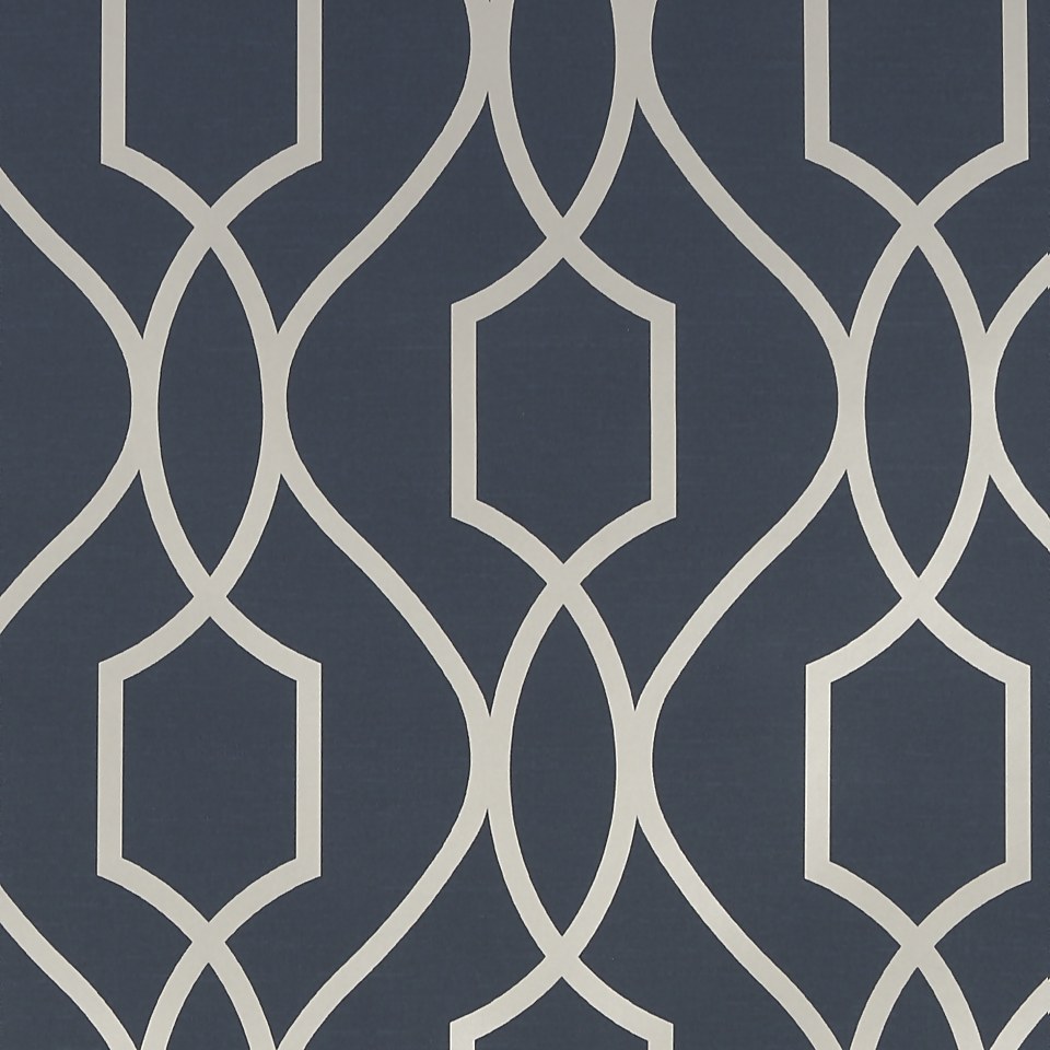 Apex Trellis Navy and Champagne Gold  Wallpaper