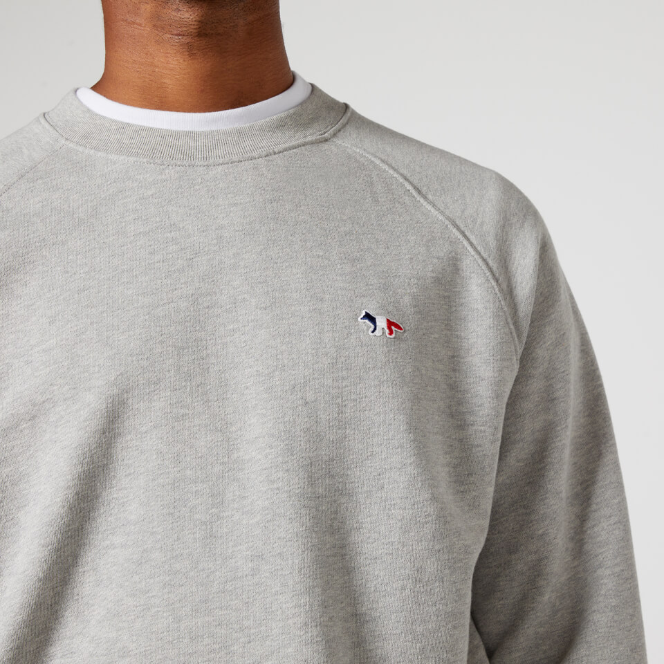 Maison Kitsune Tricolor Fox Patch Clean Sweatshirt Grey Melange Coggles