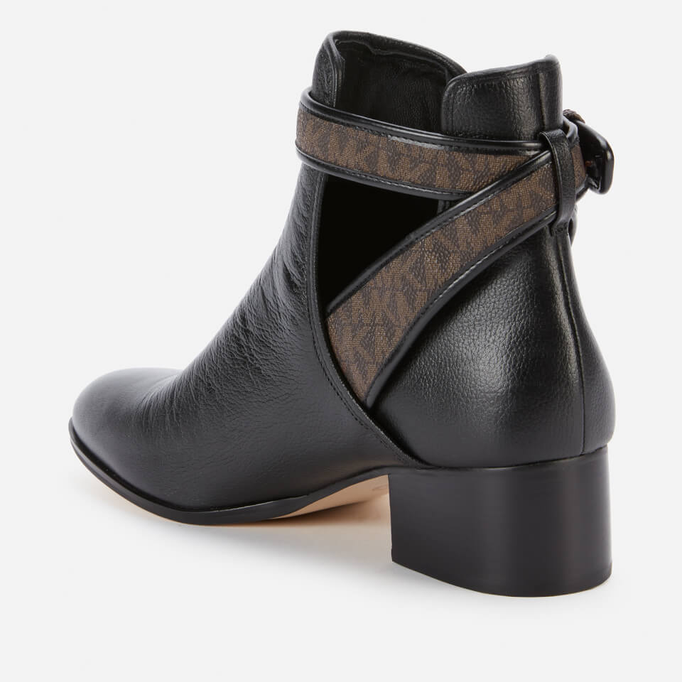 MICHAEL Michael Kors Women's Britton Leather Heeled Ankle Boots - Black/Brown