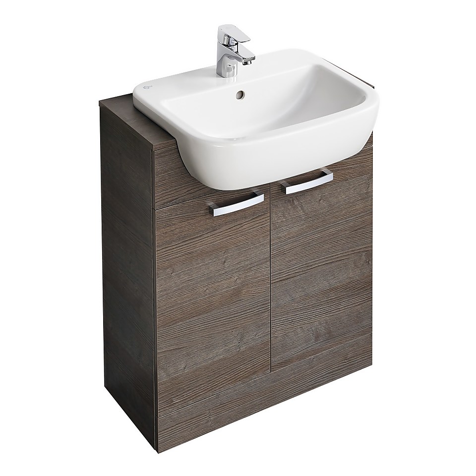 Ideal Standard Tempo Back To Wall Toilet and Semi-Countertop Basin Furniture Pack - Lava Grey