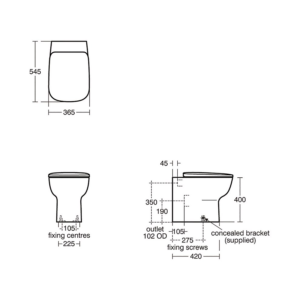 Ideal Standard Studio Echo Back to Wall Toilet, Cistern, and Flush Plate Pack